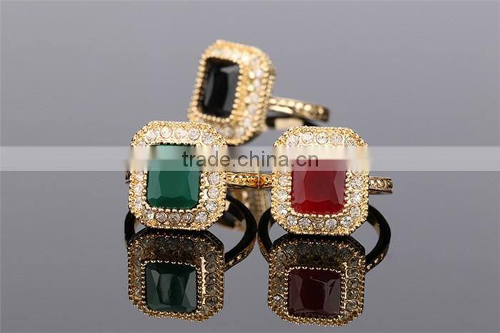 Less than 1 dollar jewelry zinc alloy rhinestone gemstone gold finger ring woman