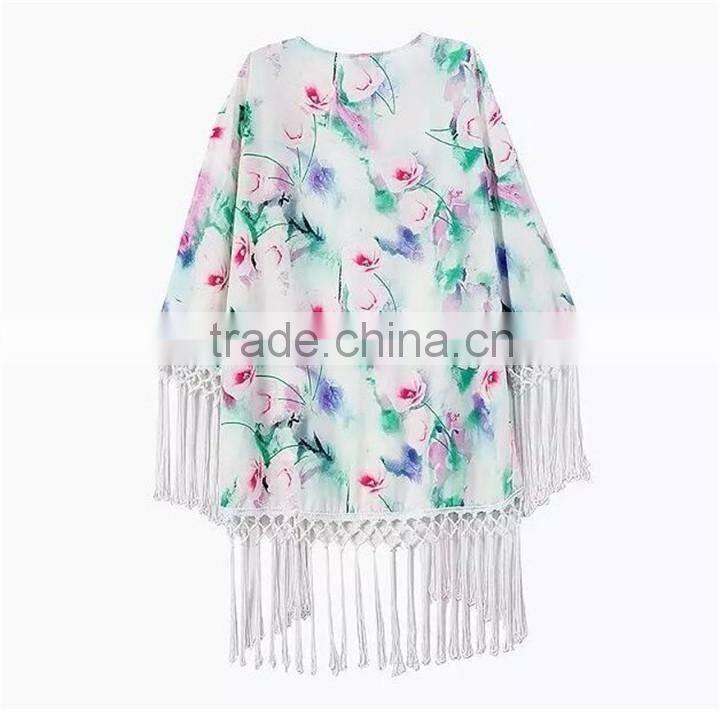 Wholesale Printing Design With Tassels Polyester Kaftan 2016