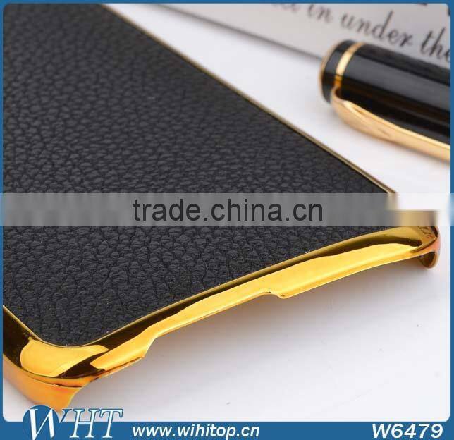 Wholesale Cell Phone Case for HTC M9 Back Cover, Litchi Skin Leather for HTC M9 Case Gold