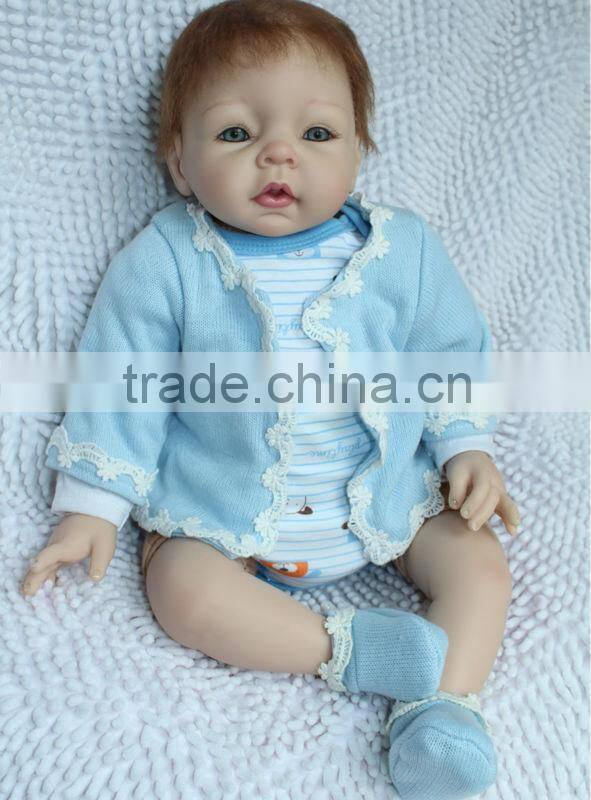 22inch silicone reborn baby doll wholesale fashion doll Blue handmade doll clothes newborn lifelike doll