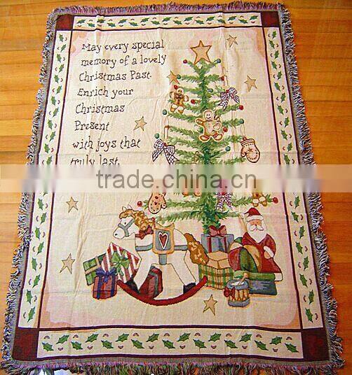 Customized pattern tapestry polyester cotton woven sofa throws blanket, 50"x60"