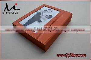 Fabric Leather Wood Photo Storage Box
