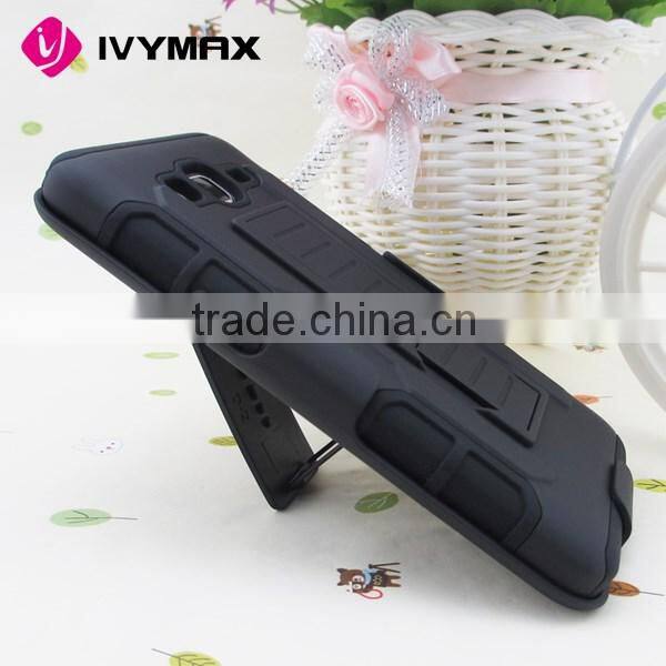 IVYMAX distributor de accesorios para celulares black clip holster combo case for samsung grand prime G530 with kickstand