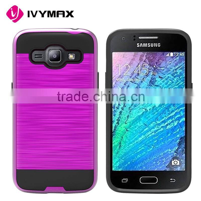 Newest metal brushed texture impact resistant heavy duty hybrid dual layer shockproof protective cover shell for samsung J2 2016