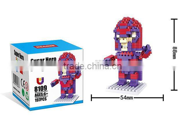 Promotional creative Super hero building blocks figure toys, custom kids educational plastic building blocks toys for preschool