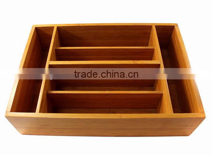 Bamboo Wooden Drawer Organizer Storage Kitchenware Stationery Boxes