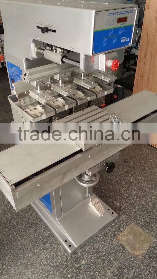 4 color safety helmet shuttle conveyor pad printing machine with ink tray pad printer GW-M4/S