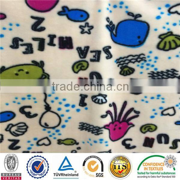 wholesale polyester velour with cartoon print fabric