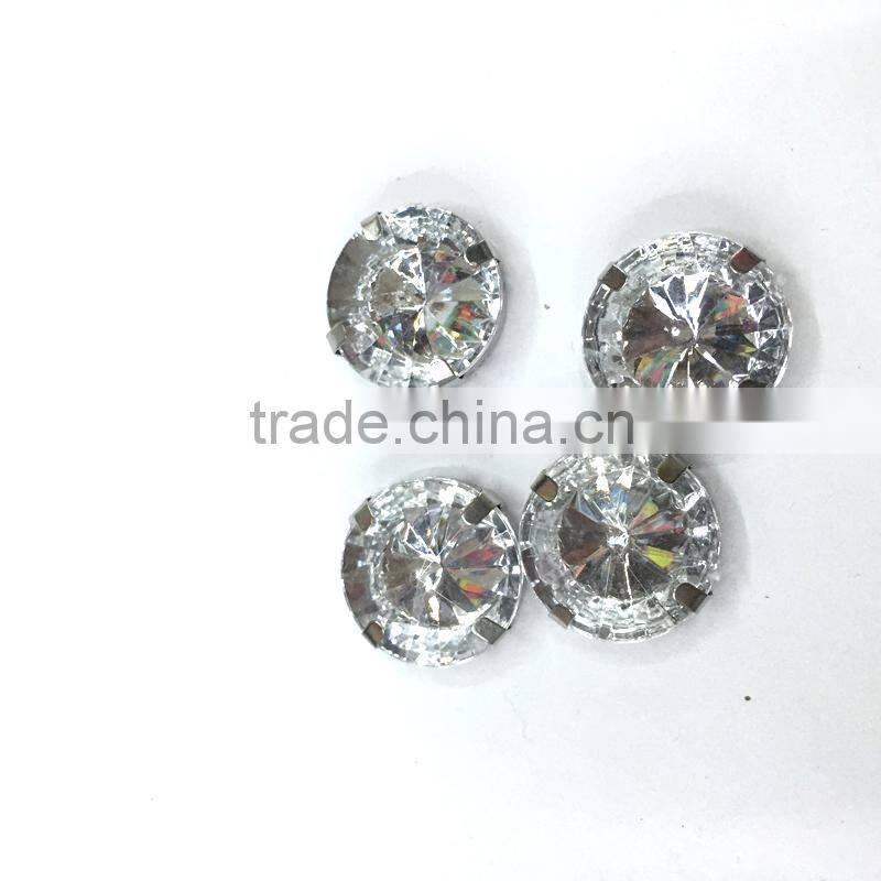 10mm round rivoil acrylic rhinestone metal claw Diamante bag gems sewing on DIY garment accessories jewerly clear