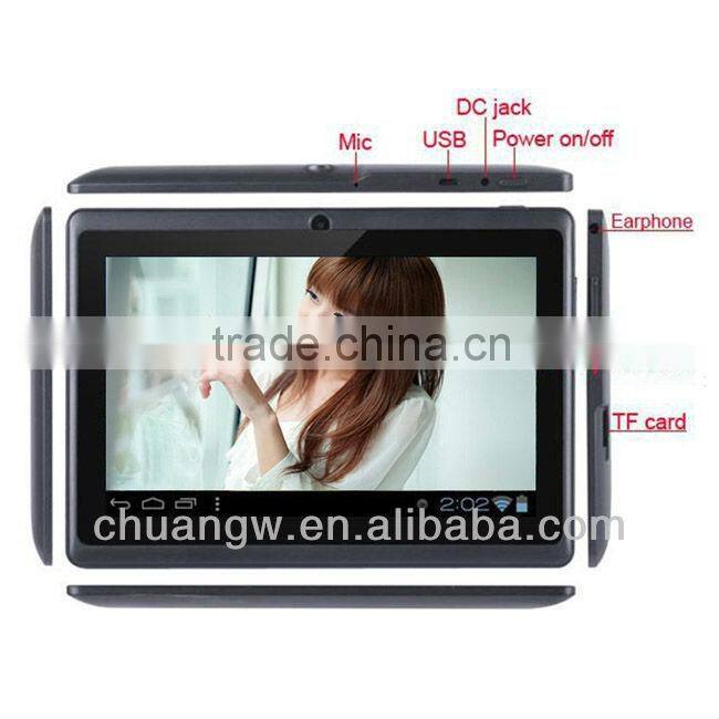 2014 Wholesale 7 inch Tablet PC android 4.0 Capacitive Screen 512M 4GB Camera WIFI Q88 allwinner a13 stouch 7'' tablet pc