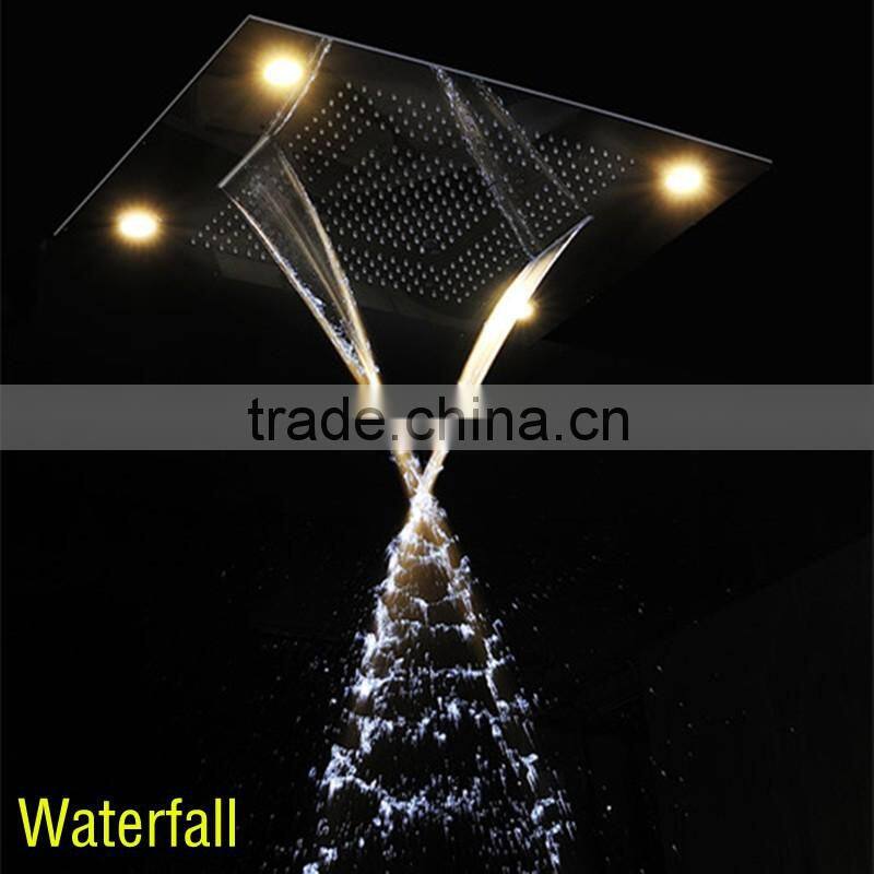 Wholesale modern LED ceiling shower set rainfall waterfall shower head hot cold high flow bath shower mixer bathroom accessories