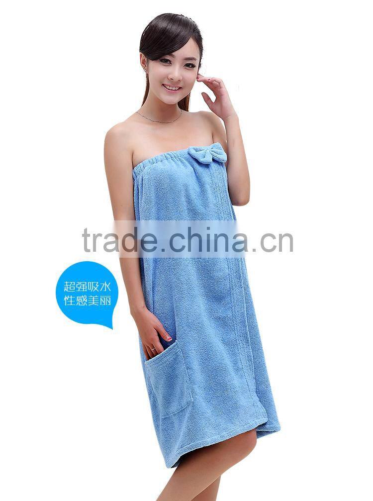 Blue color microfiber super soft girl bath skirt one color print girl towel skirt in microfiber