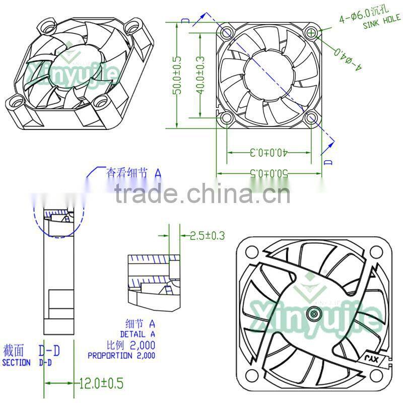 small heat resistant fan 3v dc mini fan 5010 dc fan air cooler