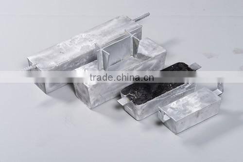Aluminum anode for ship hull double insert