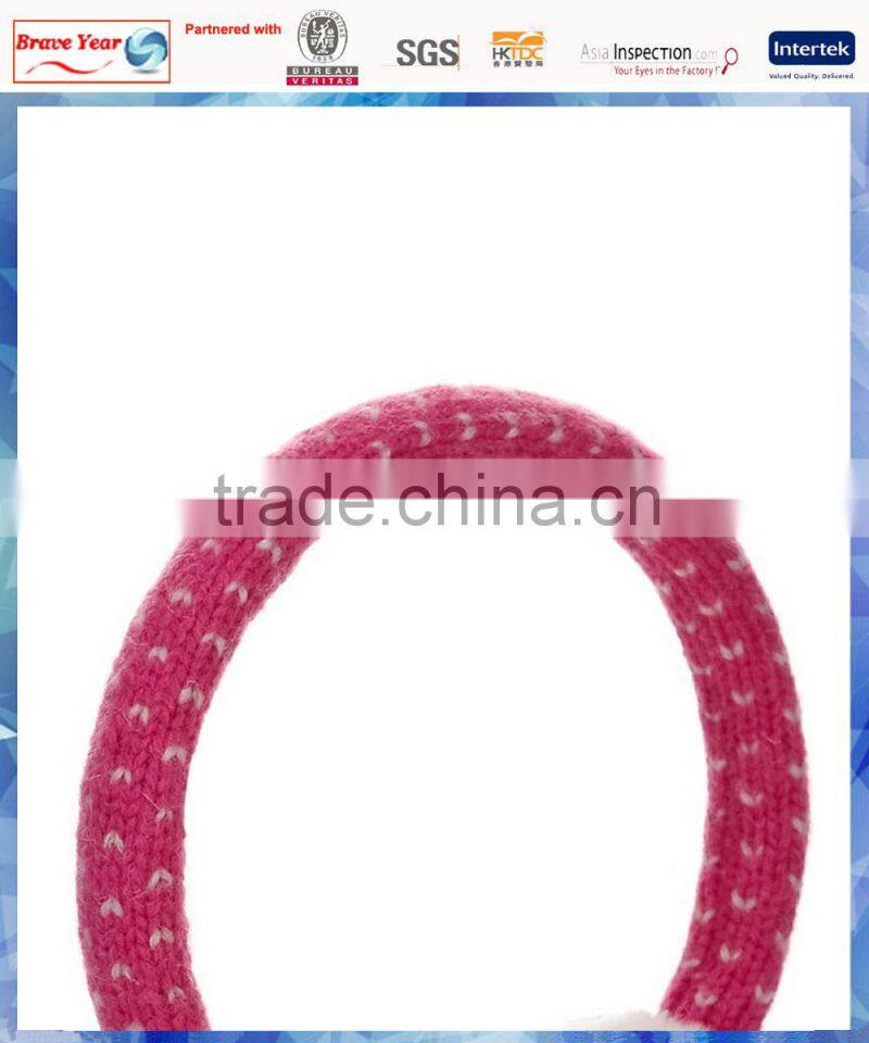 fairisle knitted kids earmuff with felt flower and fluffy lining