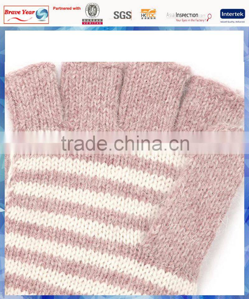 young girls fluffy cat capped knitted winter glove mitten