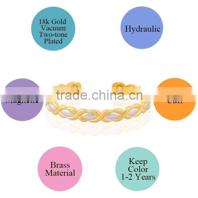 ATHENAA Jewelry High Quality Fashion Energy Magnetic Copper Bracelet Gold Plated Bangle