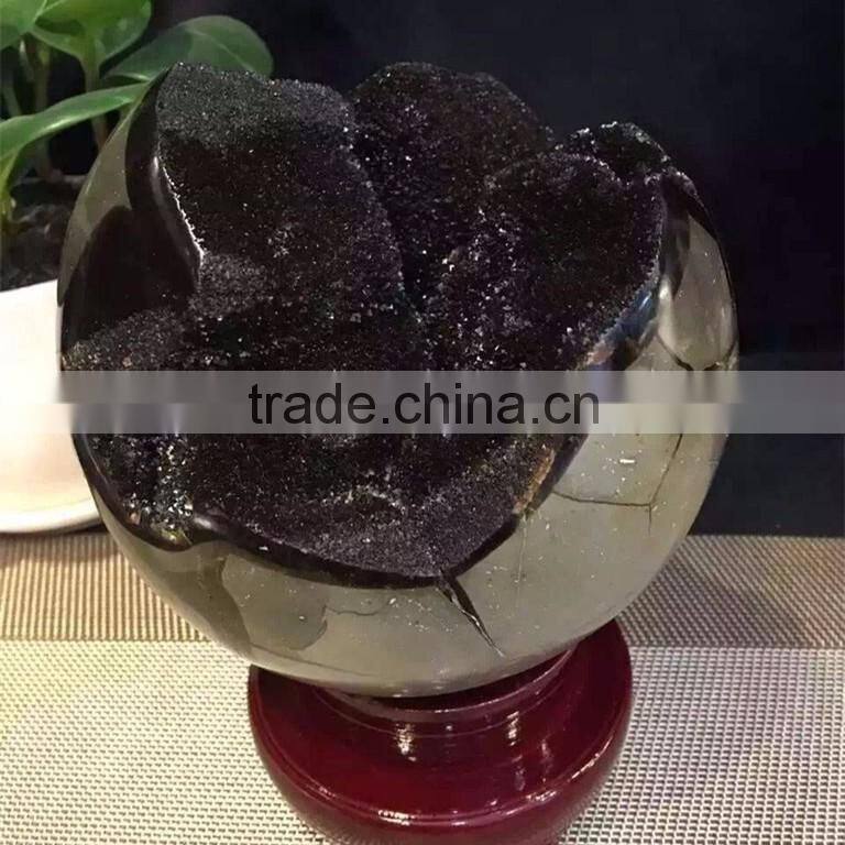 Natural Rock Septarium Geode Crystal Stone Ball Hemisphere Ornaments