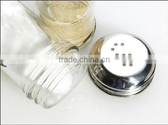 Embossing Circle Pattern Glass Spice Jars with metal lid