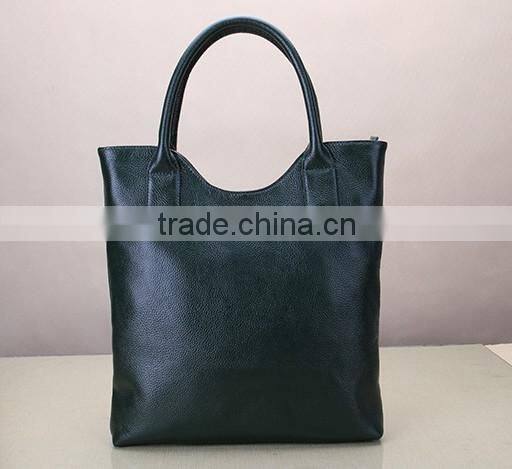 Genuine leather Sample zip closure handbag top handle tote bag