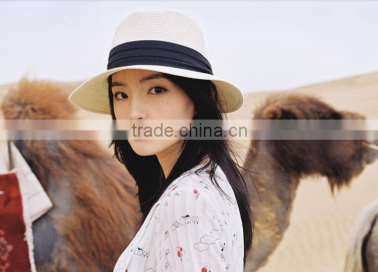 ladies new fashion wide brim beach straw hat