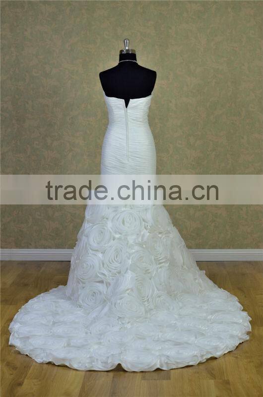 Full Guaranteed strapless layer ruffle mermaid fishtail wedding dress