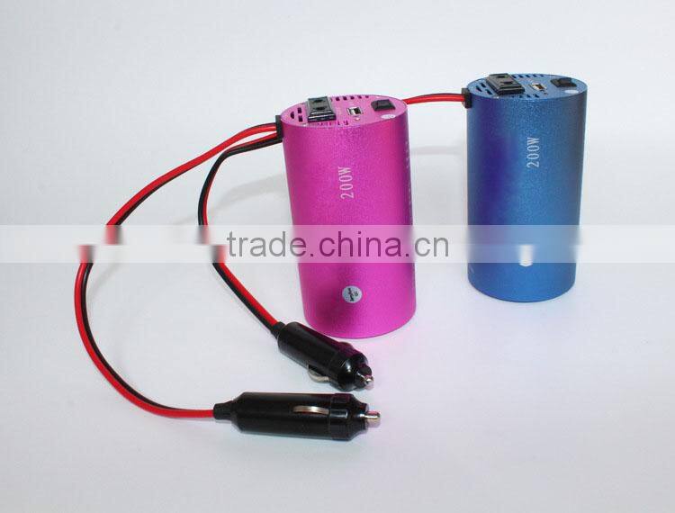 DC 12V/24V input voltage and AC 220V output 200W car power inverter with USB port