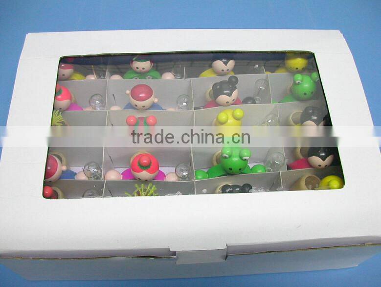 wooden cartoon kids mini toothbrush holder with 2 minutes hourglass