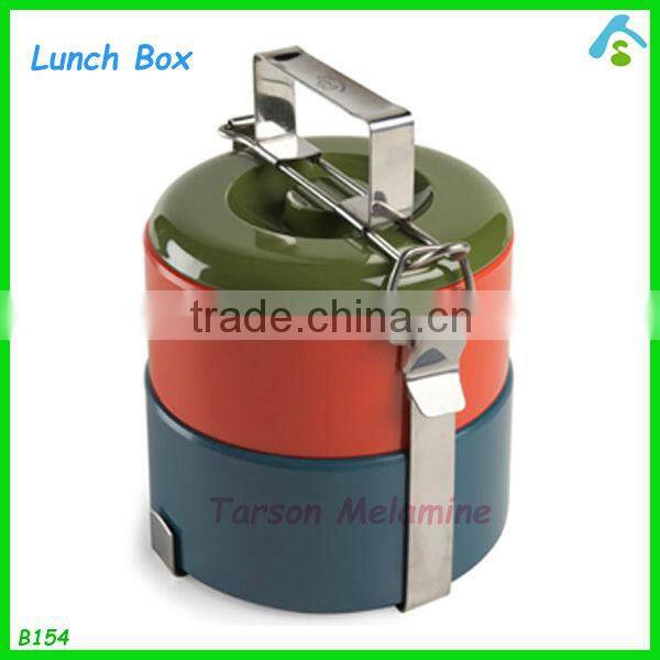 4 layers melamin bento box with steel handle , biodegradable bento box