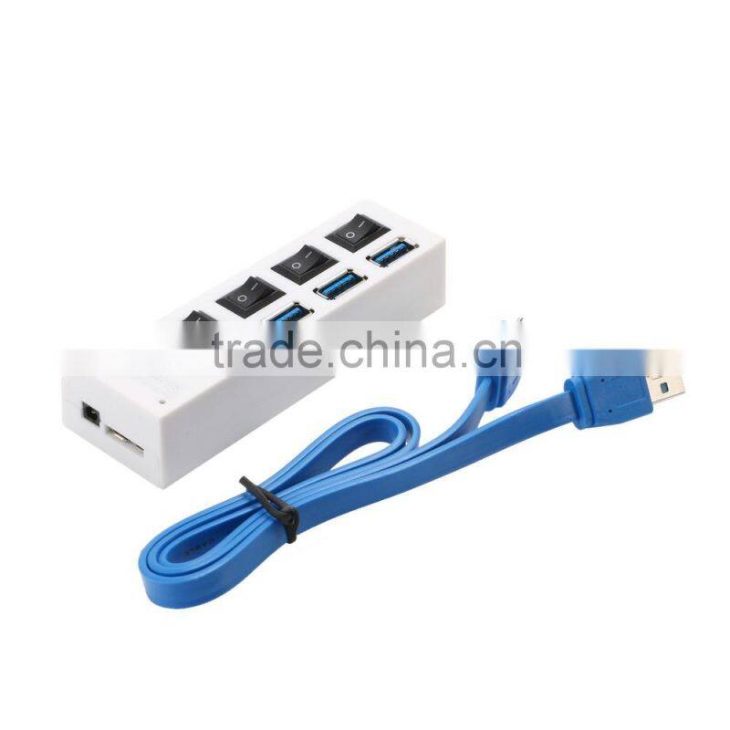 4-port USB 3.0 Hub with Individual Power Adapter /Switch and LED Lighting