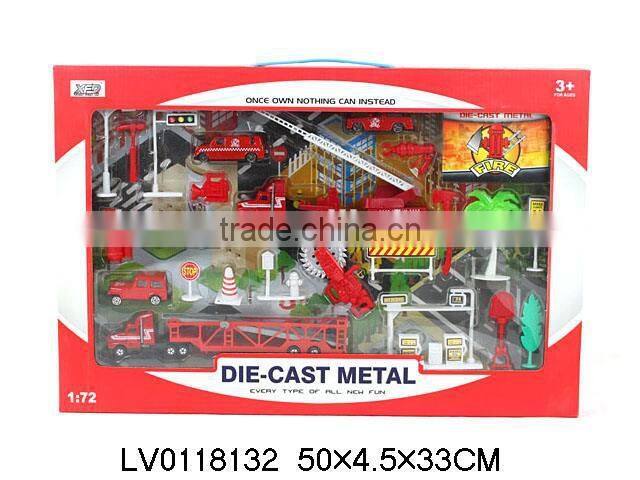 Lovely die-cast metal Sliding Alloy city Fire Set toys car