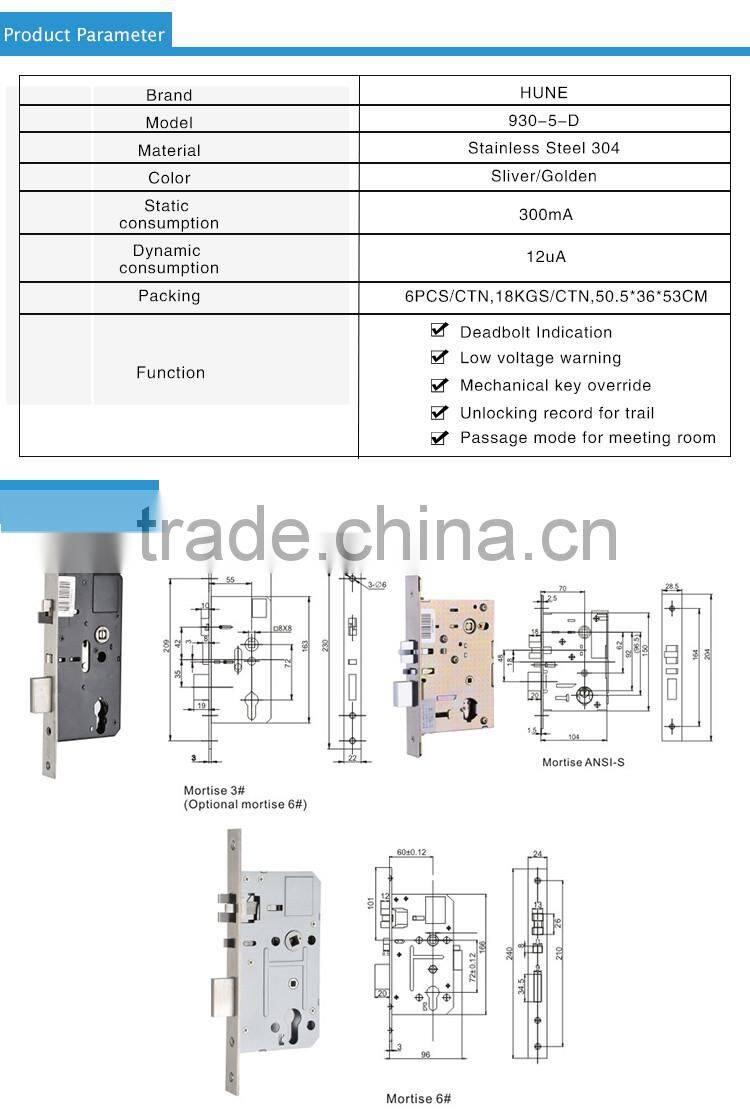 fireproof keyless electronic magnetic card hotel door lock