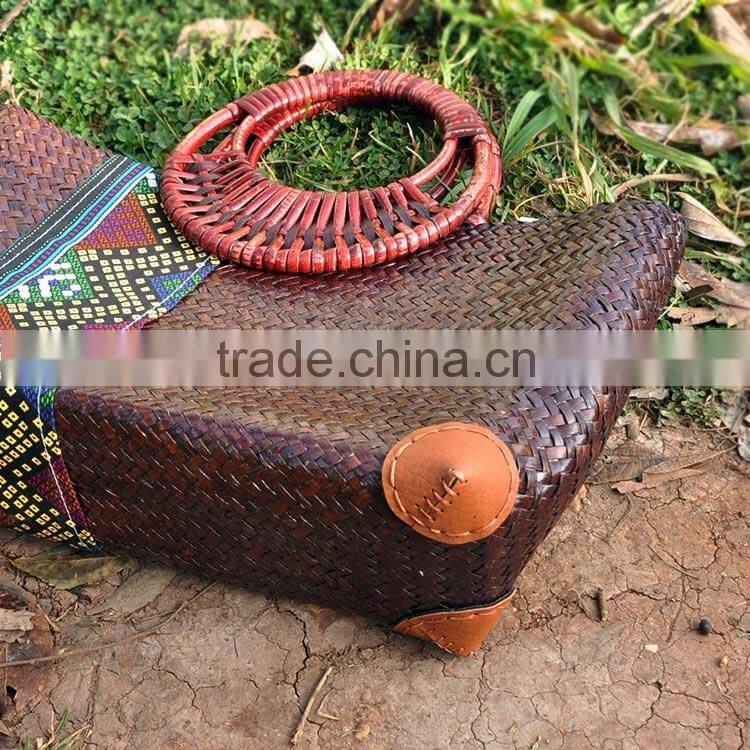 Hot selling cheap ladies handbag thailand straw bag for women vacation on beach bag