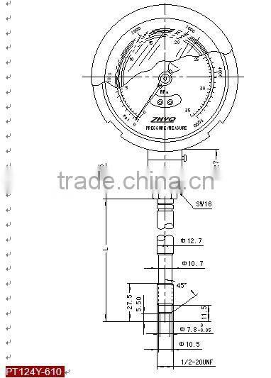 PT124Y-610 rigid rod melt pressure gauge