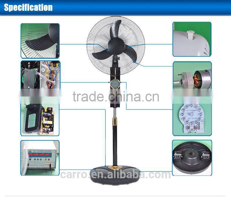 Carro Electrical 16inch 12v 15w indoor solar fan with led lights DC-12V16K2