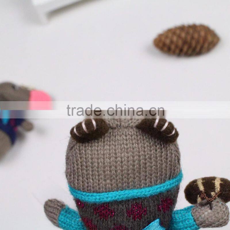 Custom made factory stuffled animal grey mouse rat knitted plush toys
