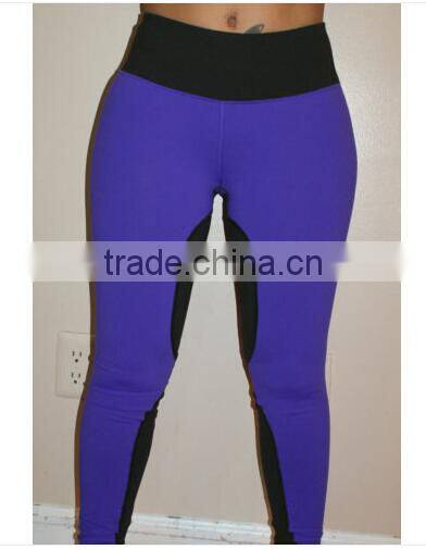 Tight Sport Fitness Yoga Black Purple Pants Large