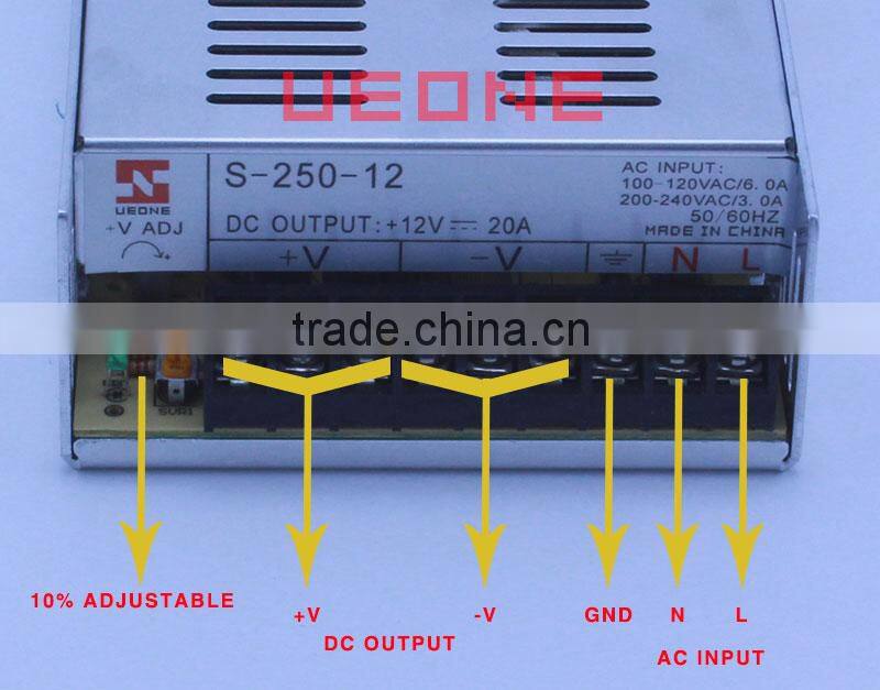 Factory pirce 12v switching power supply 250w constant voltage power supply
