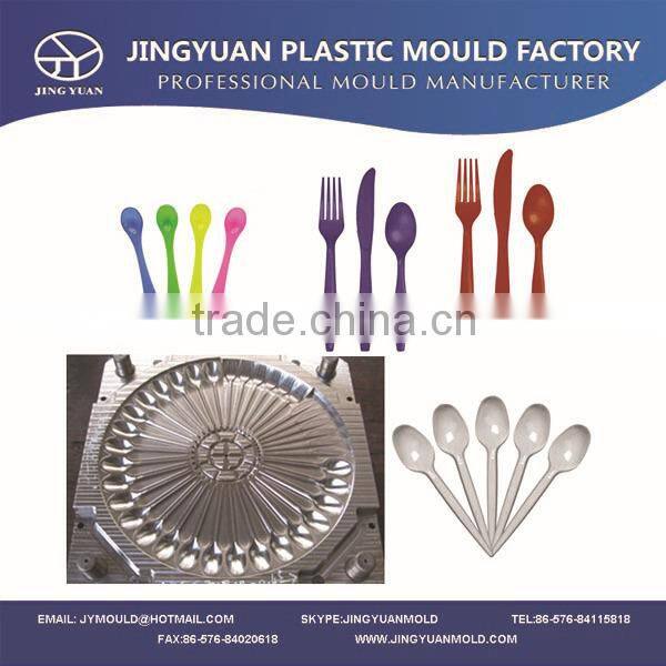 OEM Custom plastic spoon fork knife mould manufacturer / High quality Disposable spoon fork knife injection mould/mold supplier