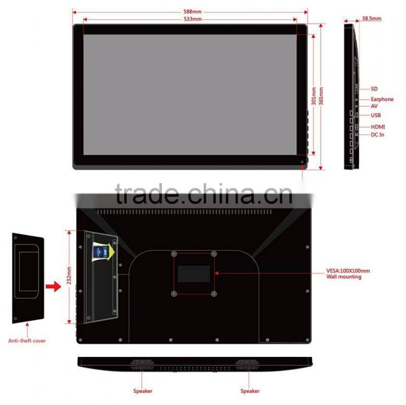 24" Size and Video Playback Function Advertising Display