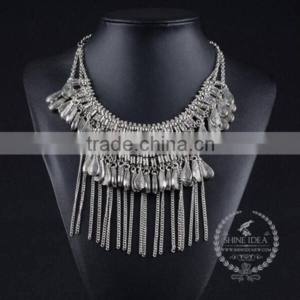 high quality vintage rhinestone chunky statement necklace tin alloy fashion women pendant necklace 6390103