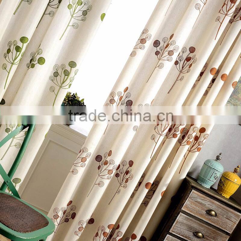 100% Polyester Luxury salon hall polyester green embroidery sheer voile fabric curtain