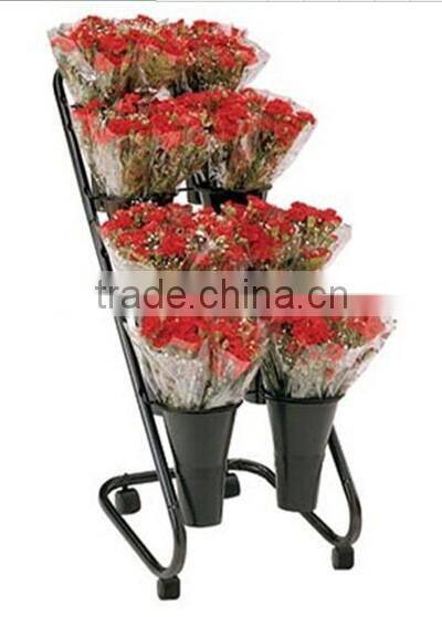 Flower display stand with black vase/folding display rack