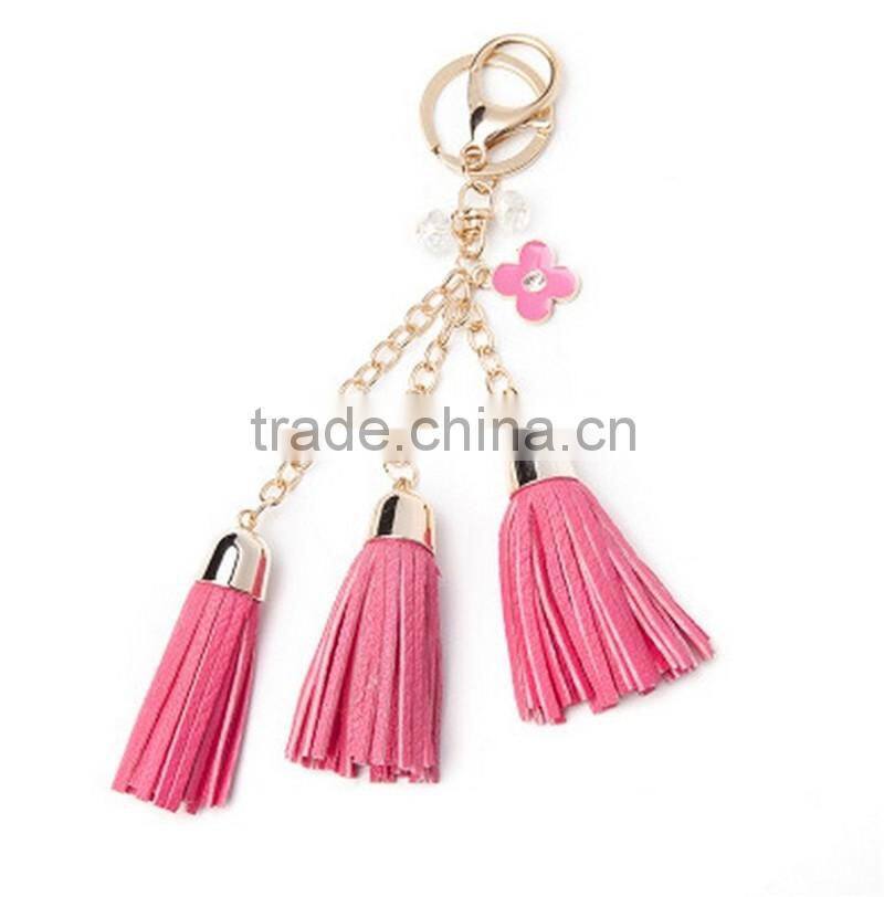 Luxury leather tassel car keychain