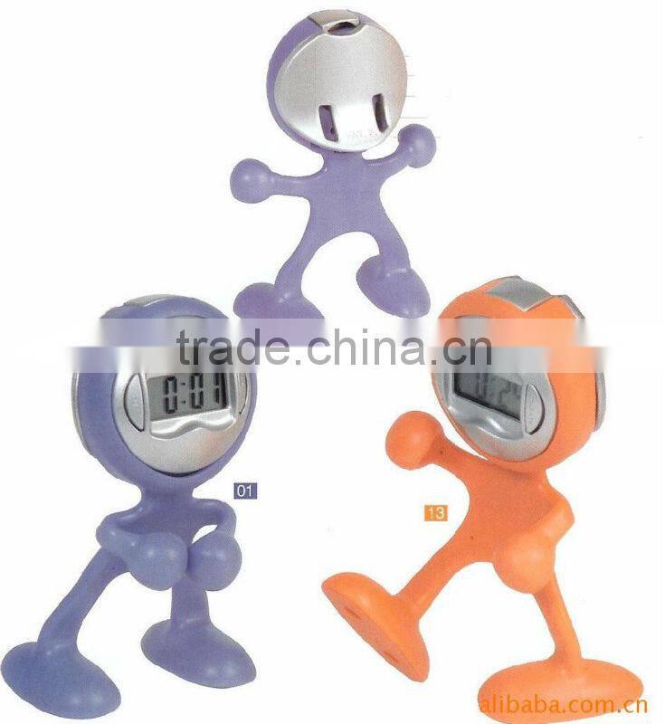 promotional item gift clocks Flexible little man shape small digital clock