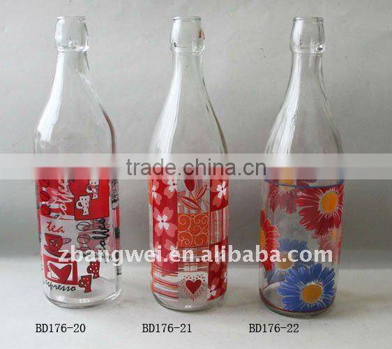 BD176-27-30: glass jar with acid-washing & decal