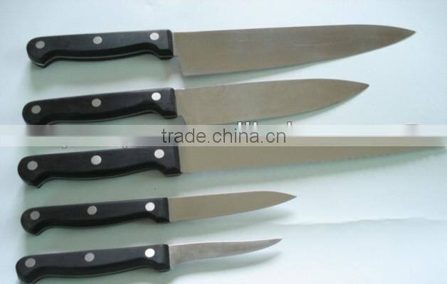 2014 New style ABS handle kitchen knife set with wooden knife block