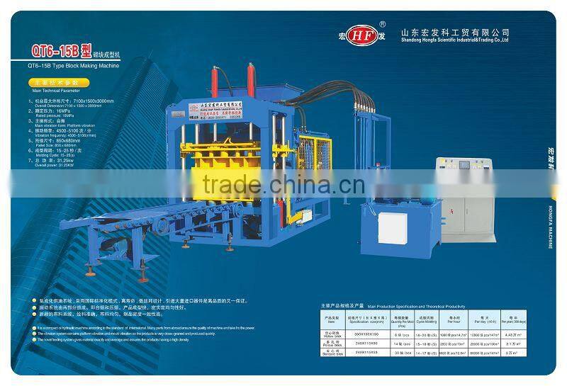 QT 6-15B Concrete brick making machinery/ Beton sand brick forming machinery / brick plant hot selling in Nigera