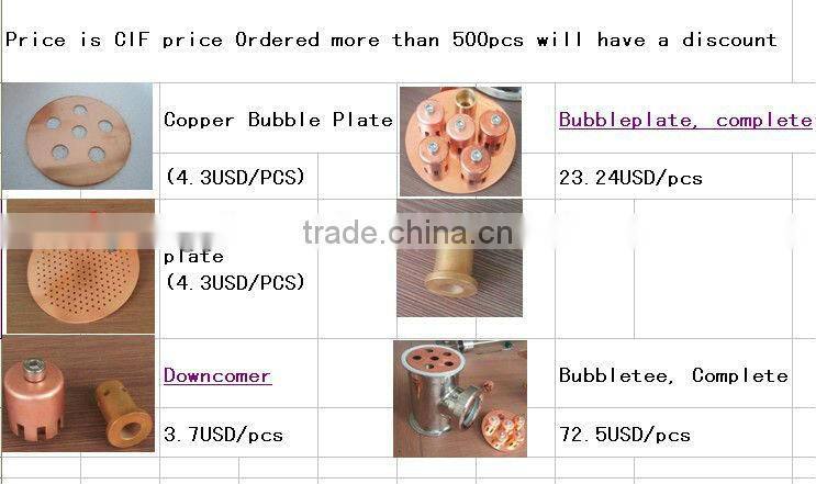 stainless steel column in distiller with copper bubble plate