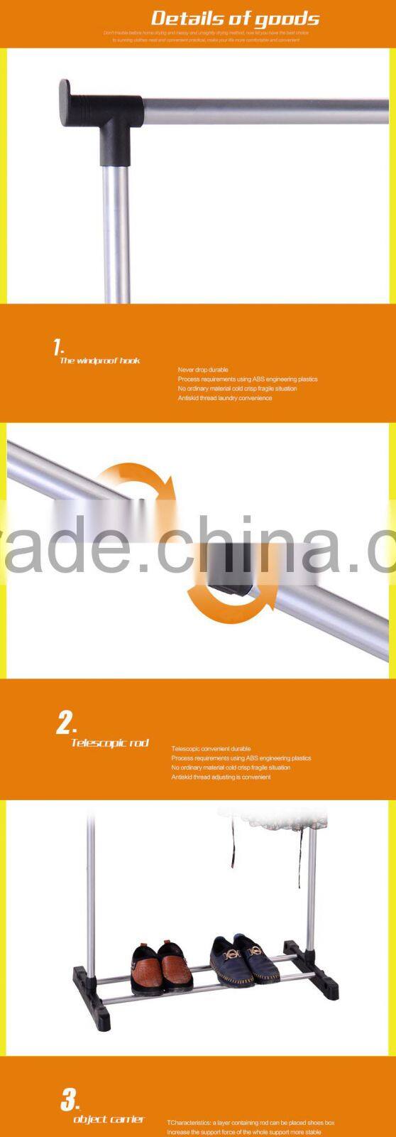 China goods wholesale collapsible standard Mobile Clothes Rack Single Rail